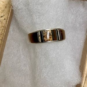 One mens multi-stone inlay, Native American style ring-Sterling silver, size 10